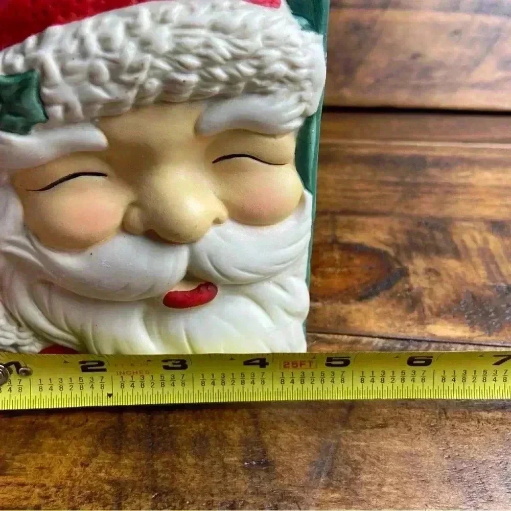 Vintage Christmas Ceramic Santa Face‎ Gift Bag/planter/candy bag